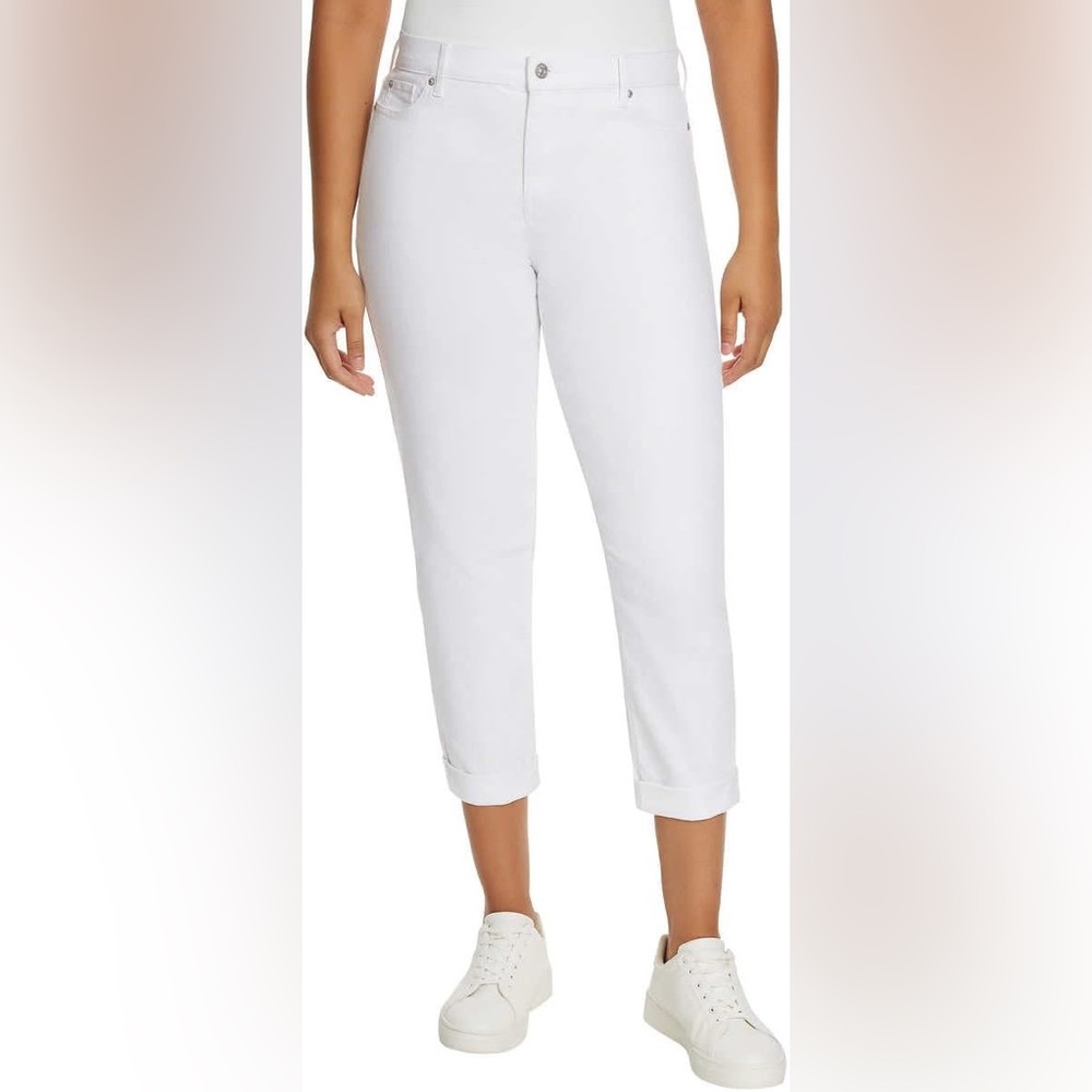 Gloria Vanderbilt Ladies Cuffed Boyfriend Jeans Size 16 NWOT WHITE